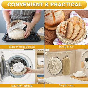 Cesto di prova del pane in corda di cotone include cesti di pane ovale e rotondi fatti a mano con fodera e copertura - Product Image 4