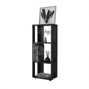 Librería Modoc de FM FURNITURE, 3 Niveles, Negra, Almacenamiento Abierto, Estante de Melamina, Mueble para Sala de Estar - Product Image 1