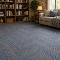 Dalles de moquette commerciales pour bureaux 100x25cm en polyester rembourré à rayures avec support en PVC pour hôtels