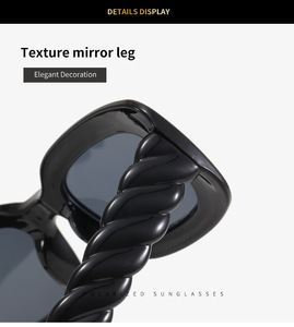 Occhiali da sole rettangolari 2025 da donna retrò gambe contorte Candy tendenza moda blu/nero/rosso accessori moda - Product Image 5