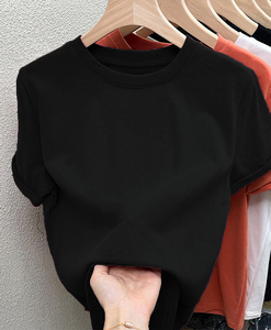 T-shirt Estiva 2026 da <span class=keywords><strong>Donna</strong></span> <span class=keywords><strong>Marrone</strong></span> in Cotone alla Moda Giovanile a Maniche Corte con Spalle Regolari Vestibilità Slim che Valorizza la Figura - Product Image 4