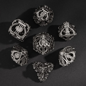 Juego de dados de metal antiguo hueco (dados de música) Juego de dados de metal Dungeons and Dragons coleccionables Juego completo de 7 dados en caja de metal - Product Image 4