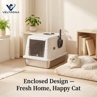 Bac à litière pour chat entièrement fermé en acier inoxydable, entrée par le haut, détachable, grande taille, anti-éclaboussures, désodorisant, toilette pour animaux de compagnie, vente en gros