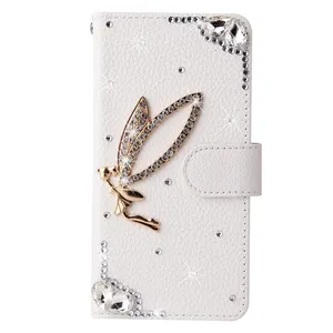Customization diamonds Leather Back Case for Samsung Galaxy S24 Note 8 9 S10 A13 A50 A60 A12 J6 Prime Wholesale Price Flip Cover
