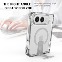 Étui de téléphone pliable en TPU PC transparent avec support métallique extractible et charnière en fibre de carbone pour iPhone DUO, coque magnétique transparente