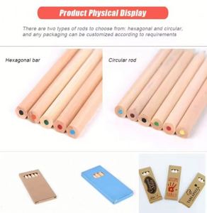 Ensemble de crayons de couleur miniatures promotionnels de 3,5 pouces, logo personnalisé, crayons de couleur en bois avec boîte en papier kraft - Product Image 2