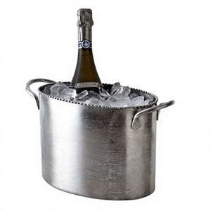 5 Litre Capacity Oval Shape Metal Champagne Ice Bucket With Handle Handmade Customizable Designs Beverage Cooler Ice Tub For <b>Bar</b> - Product Image 1