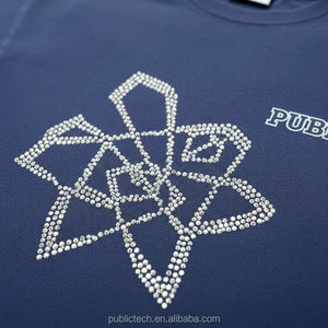 2025 Summer Top Quality Streetwear Digital Printed American Solid Rhinestone Embellish Organic Cotton Boxy T-<b>shirt</b> for Men - Product Image 3