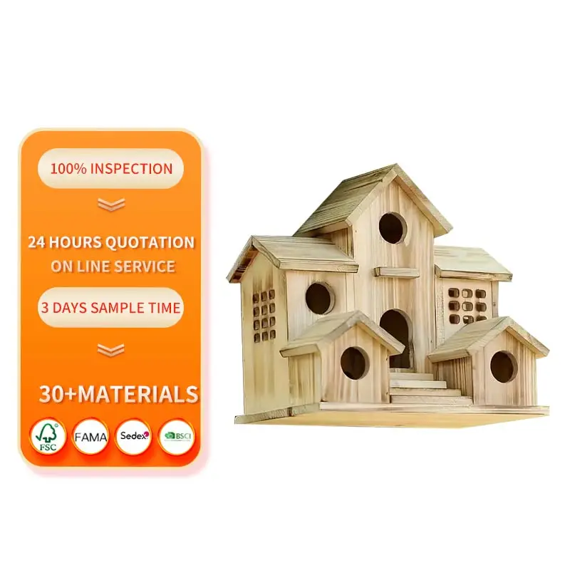 Crafts Wooden Ornaments Wood Bird Nest Creative Pastoral Bird Feeder Outdoor Gardening Pendant Bird Feeder