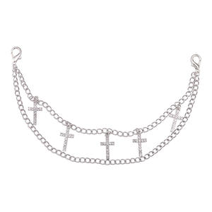 Martin <b>Boot</b> Double Layer Rhinestone Cross <b>Chain</b> Shoe <b>Chain</b> Round Toe Rubber Outsole Fashion Trend Accessory - Product Image 5