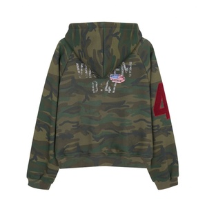 GRAVVI Camo Patch Hoodie Vintage Streetwear <b>Zip</b> <b>up</b> Sweatshirt for Men Retro <b>Jacket</b> - Product Image 3