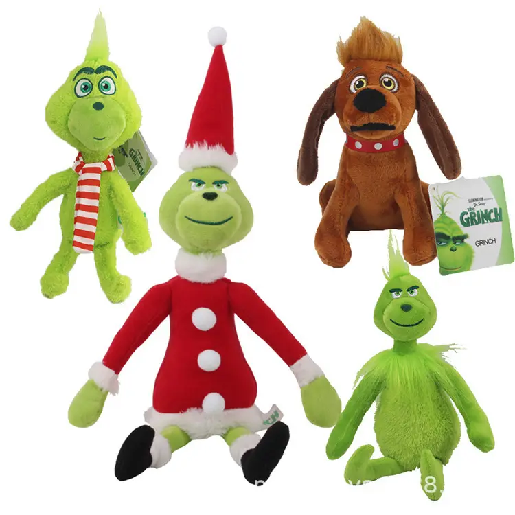 Высокое качество, низкая цена, набивные рождественские зеленые игрушки grinch, плюшевые игрушки, куклы, зеленые пушистые монстры, оптом