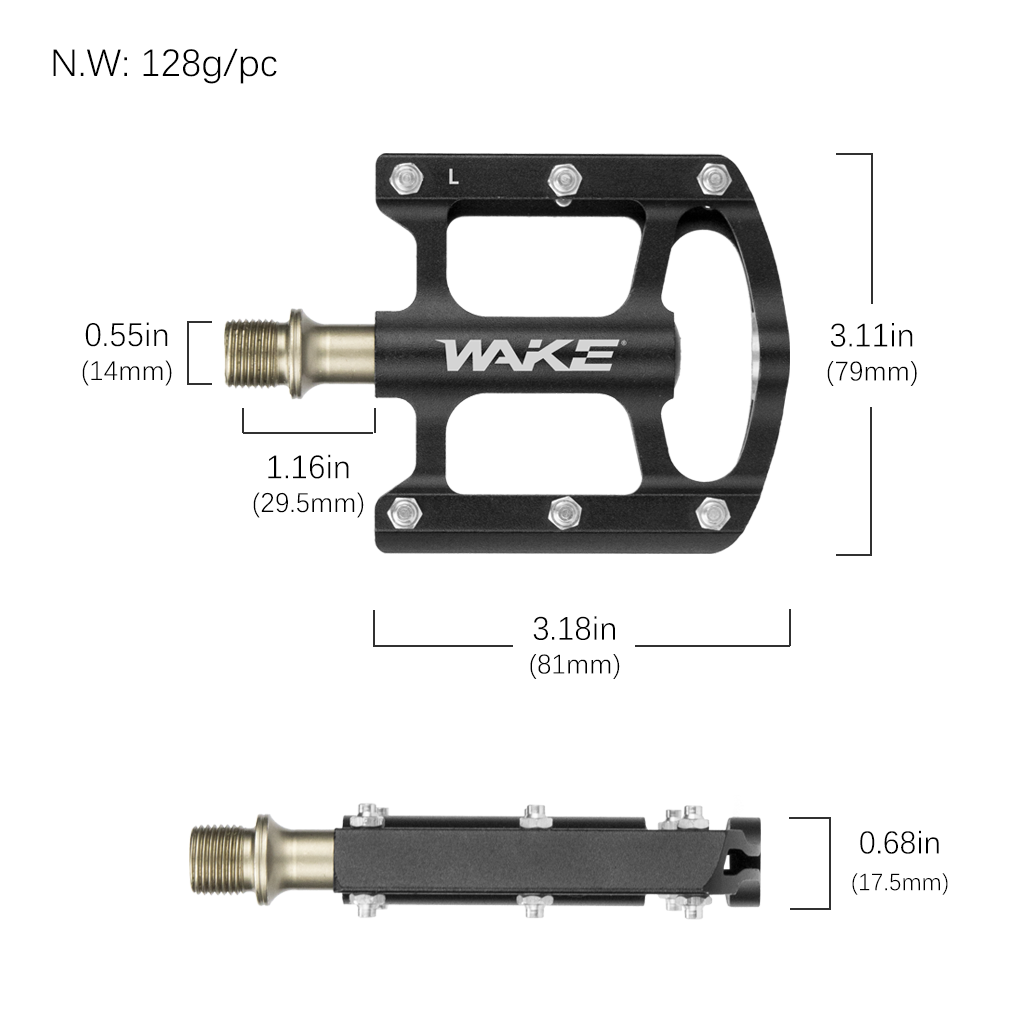 WILDKEN MTB Pedale Flat - Leichtes Aluminium Pedal 9/16 Zoll Wasserdicht