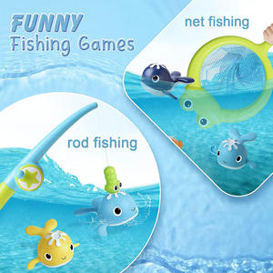 Ensemble de jouets de pêche magnétique avec baleines nageuses à remonter, canne à pêche réglable et filet, <span class=keywords><strong>jouet</strong></span> aquatique pour le bain pour tout-petits - Product Image 2