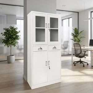 Armadio Archivio in Metallo Resistente con Porta in Vetro, 2 Cassetti e Serratura <span class=keywords><strong>per</strong></span> <span class=keywords><strong>Ufficio</strong></span> - Product Image 1