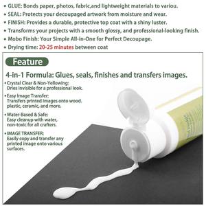 <span class=keywords><strong>Colle</strong></span> Mobo Finish pour transfert sur bois, plastique et verre, grande capacité, avec pinceau éponge, vente en gros - Product Image 4