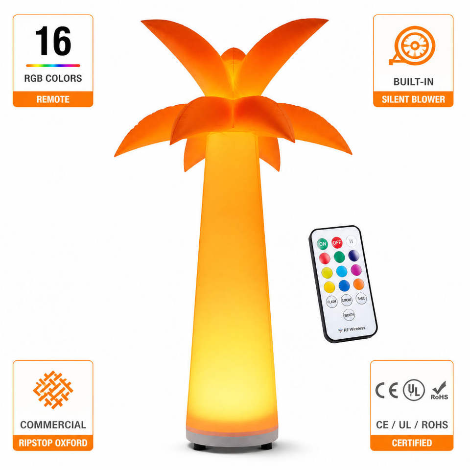 RGB Inflatable Palm Tree LED Pillar Light Polyester Advertising Display ...