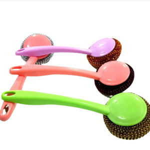 Cepillos para lavar platos con mangos largos y cortos, cepillos para fregar ollas, estropajos de fibra de acero, bolas de limpieza de colores, inoxidable - Product Image 3