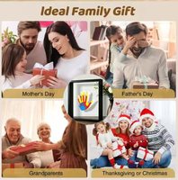 Cadre photo en bois transparent, carré 8, kit d'empreintes de mains pour famille et couple, souvenir artisanal DIY, coffret cadeau pour fête de bébé
