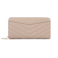 Dompet wanita kapasitas besar bordir mode baru 2025 tas Clutch panjang dengan penutup ritsleting lapisan poliester grosir