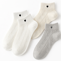 Chaussettes basses invisibles pour femme, printemps-été, fines, ajourées en cœur, respirantes, antidérapantes, tricotées, décontractées et mignonnes pour le quotidien