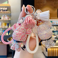 Nouvelle mode en gros, porte-clés en diamant scintillant en forme d'ours, porte-clés en forme d'ours à grosse tête (KC107C)