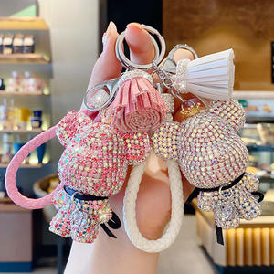 Nieuwe Mode Groothandel Bling Diamond Beer Sleutelhanger Sparkly Grote Kop Beer Sleutelhanger (KC107C) - Product Image 3