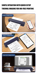 Stampante Termica Portatile USB BT Wireless A4, 2600mAh, Stampa Continua 1000 Fogli, per Documenti e Tatuaggi - Product Image 5