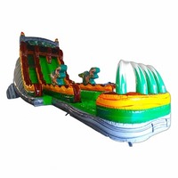 Tobogán Acuático Inflable Dino Dive de 20 pies, Doble Carril, Uso Comercial, Material de PVC