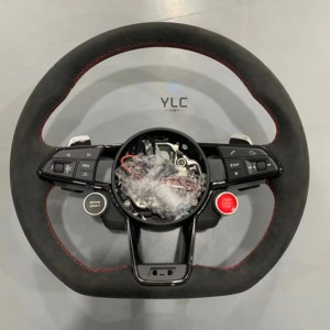 Volante Deportivo de Fondo Plano con Revestimiento de Cuero para Audi <span class=keywords><strong>A6</strong></span> C7 A3 A4 B8 B9 S5 A5 Q5 RS3 RS7 A7 Q7 - Product Image 3
