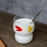 Tasse à eau, jus ou thé en verre en forme d'oiseau, résistante à la chaleur et aux hautes températures, utilisable au micro-ondes, design moderne, simple paroi