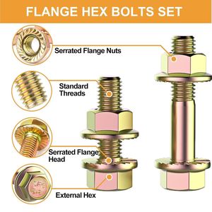 Baiguluo Flange <b>Bolt</b> Set 8.8 Grade Carbon Steel Hex Head Fully Threaded With Nuts Standard Size - Product Image 4