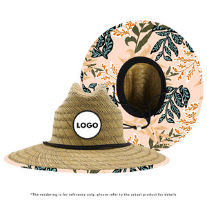Sombrero de paja para hombre con logo personalizado, estampado en la parte inferior, para salvavidas, playa, pesca, protección solar, surf y actividades al aire libre. - Product Image 3