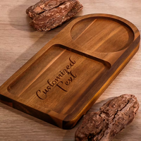 Plateau à thé en bois personnalisé gravé au laser pour un petit-déjeuner japonais, plateau en bois avec 2 sous-verres