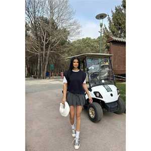 Sudadera sin mangas para mujer, color azul marino, con bordado de camuflaje y letras, forro de seda, para la temporada de otoño - Product Image 2