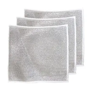 Double Layer Non-Scratch Wire Dishcloth Steel Scrubber Scrubbing Pads Dish Cloths for Washing Dishes Wire Cleaning Cloths