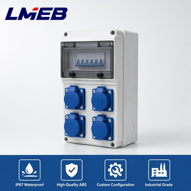 Four Pin Custom IP67 Distribution Box with Industrial Plug and Socket for Industrial Electrical Equipment
