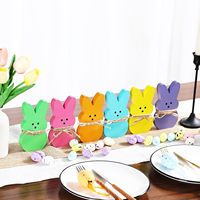 6 décorations de Pâques en bois en forme de lapin, idéales pour la maison, les étagères, les cheminées, les tables, les rebords de fenêtre et les fêtes de printemps