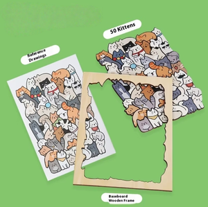 Puzzle en bois pour enfants jouet avec 50 chats chiens Pandas Le dessin animé ornements conception de gravure complexe - Product Image 6