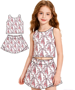 Conjuntos de Ropa Deportiva Casual con Estampado Personalizado, Zapatos de Ballet, Camiseta, Chaleco, Falda, Pantalones Cortos y Forro para Niñas - Product Image 1