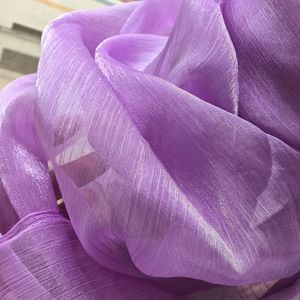 Tissu en crêpe de soie <span class=keywords><strong>blanc</strong></span>, <span class=keywords><strong>organza</strong></span> froissé effet fleur de glace, soie brillante plissée à rayures verticales, <span class=keywords><strong>organza</strong></span> cationique pour robe femme - Product Image 2