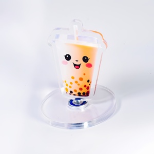 Hanxin Cute Milk Tea Cup Theme Efecto <span class=keywords><strong>de</strong></span> corte láser en capas Pantalla <span class=keywords><strong>DE</strong></span> ARTE Personalización Puede girar Soporte <span class=keywords><strong>de</strong></span> animación acrílica - Product Image 3
