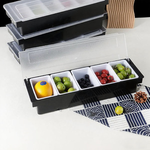 Boîte à condiments à trois compartiments avec couvercle pour le stockage des fruits et des assaisonnements, rectangulaire, couleur unie, pour la cuisine - Product Image 3