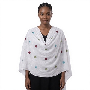 Wholesale Women Cotton Voile Floral Rhinestone Embroidered Headscarf Shawl Lightweight Breathable Long <b>Wrap</b> All Season - Product Image 1