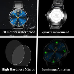 Reloj de Pulsera de Lujo para Hombre con Correa de Cuero, Logotipo Personalizado ODM OEM, Venta al Por Mayor, Bajo MOQ, Resistente al Agua, Luminoso, de Cuarzo - Product Image 6