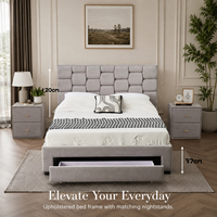 Ensemble de chambre à coucher italien moderne et élégant avec lit relevable à vérin à gaz en velours, taille Queen/King, et table de chevet assortie