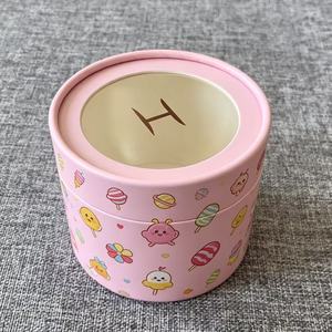 Recycled Kraft Paper Cylinder Box with Transparent PVC <b>Window</b>, Custom Printed Paper Tube for Confectionery Snack Packaging - Product Image 1