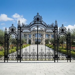 Portail d'entrée en fer forgé orné de style royal, galvanisé à chaud, antirouille, pour villa de luxe et manoir - Product Image 1