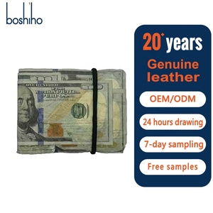 For Bifold Open Short Vintage Us Dollar Bill Pattern Genuine Leather <b>RFID</b> <b>Blocking</b> Credit Card <b>Wallet</b> Travel Daily - Product Image 1