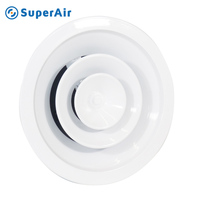 Diffuseur à jet en aluminium multi-anneaux pour système de ventilation HVAC pour extérieur hôpital salle de sport Ventilation de plafond Diffuseur de plafond